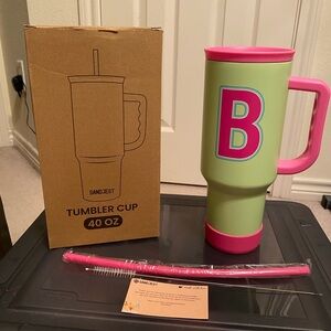 Pink and Green Tumbler Cup 40 oz.